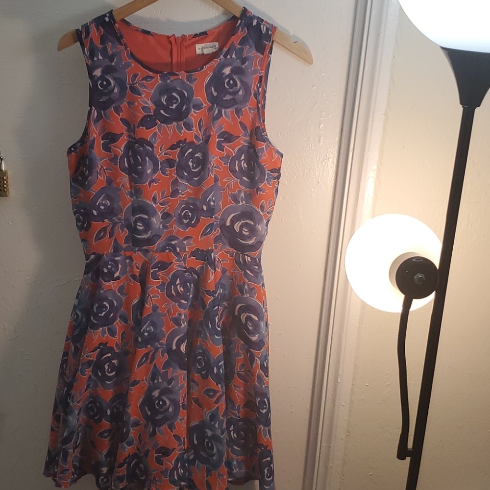 Maison Jules Orange and White Strapless Dress